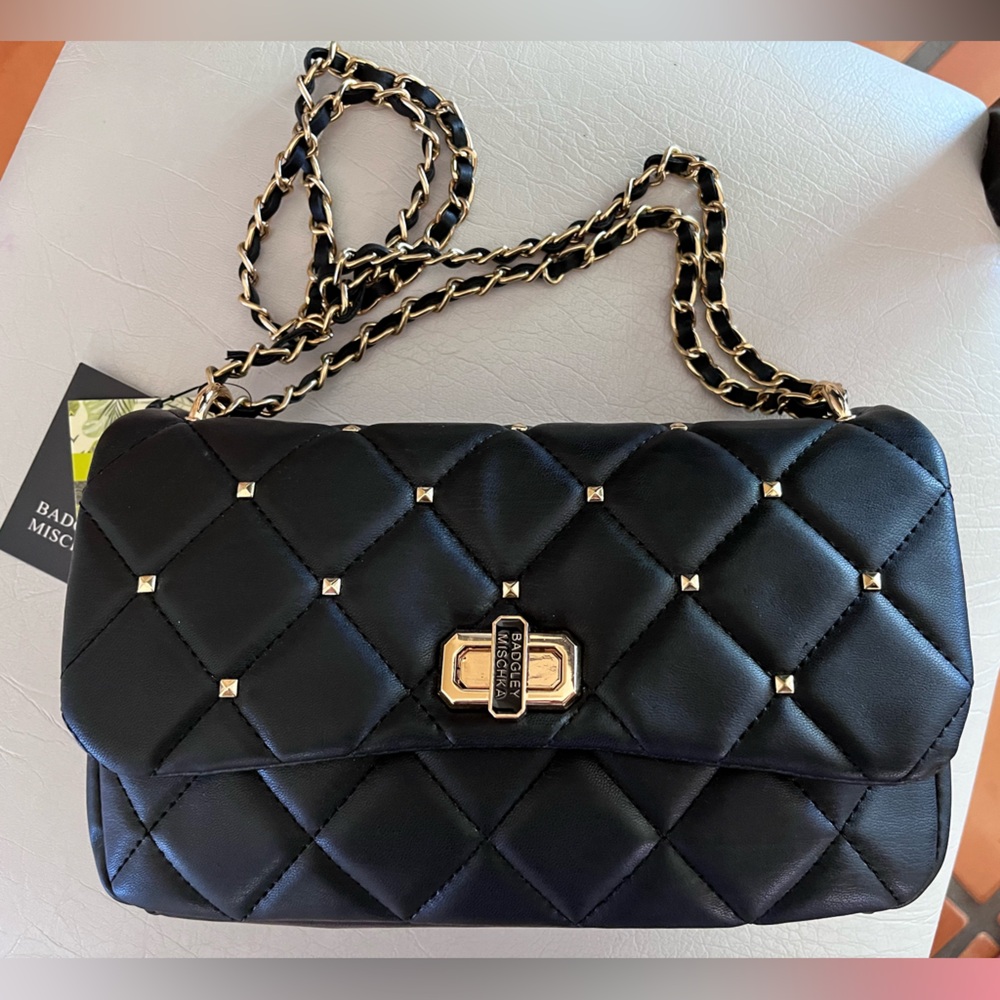 Badgley Mischka Studded Quilted Shoulder Bag